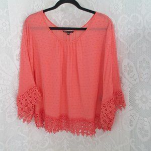 Unique Spectrum Crochet Edge Tunic Top